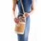 Sac seau Hamsa en fibres végétales et cuir fait main