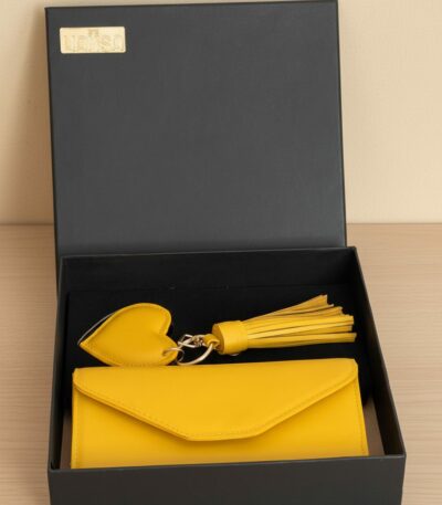 Coffret Cadeau Femme Jaune – Porte-Feuille & Accessoires | Hamsa