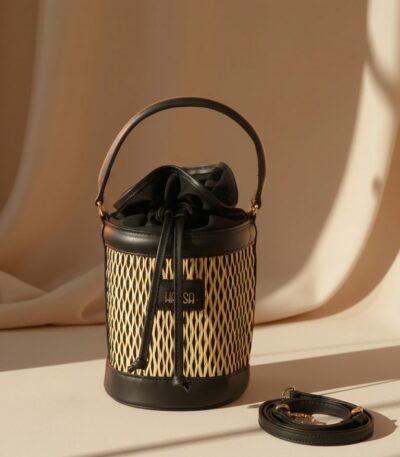 Sac Livia Noir en jonc & cuir