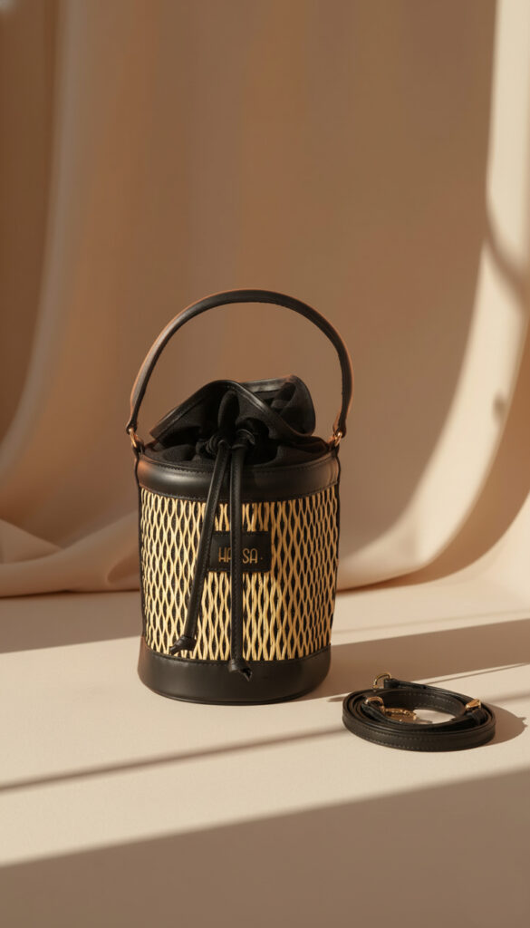 Sac Livia Noir en jonc & cuir