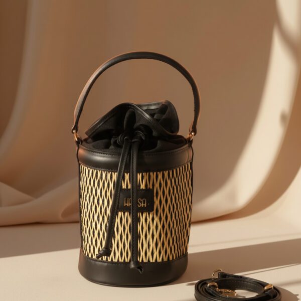 Sac Livia Noir en jonc & cuir