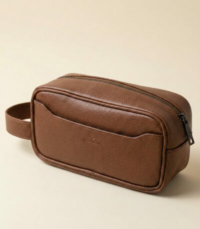Trousse homme cuir marron