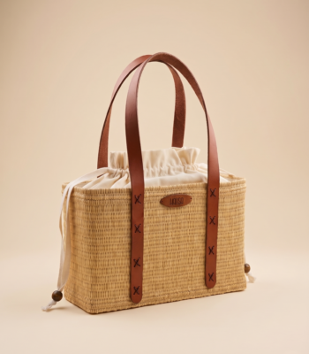 Sac Solia en jonc et cuir vue de face