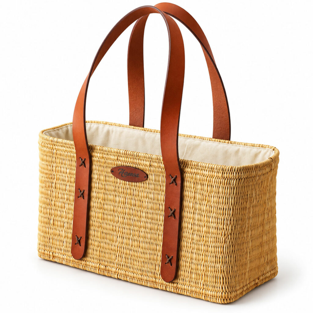 Sac Solia en jonc et cuir | Sac artisanal femme | Hamsa