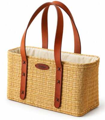 Sac Solia en jonc et cuir | Sac artisanal femme | Hamsa