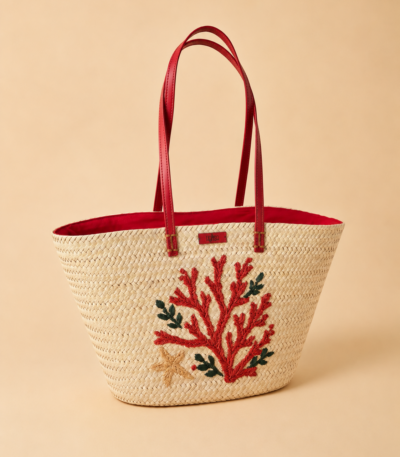 Sac Coralia en fibre végétale et broderie en raphia