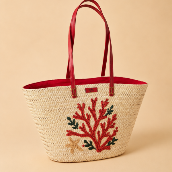 Sac Coralia en fibre végétale et broderie en raphia
