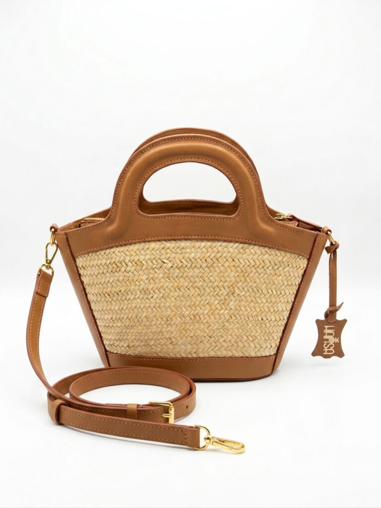 Sac Ayla en fibre naturelle et cuir