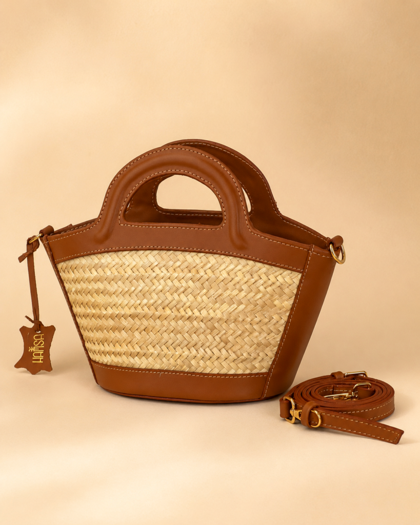 Sac Ayla en fibre naturelle et cuir