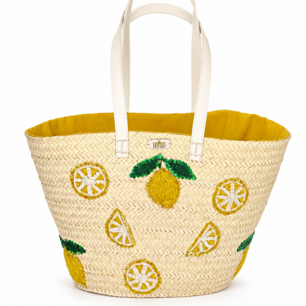 Couffin Citron d’Été – Broderie Citron & Anses Blanches